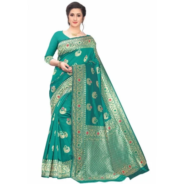 Women's Jacquard Saree (Rama ,5-6Mtrs)