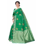 Women's Silk Blend Saree (Green ,5-6Mtrs)