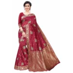 Women's Silk Blend Saree (Maroon ,5-6Mtrs)