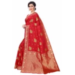 Women's Silk Blend Saree (Red ,5-6Mtrs)