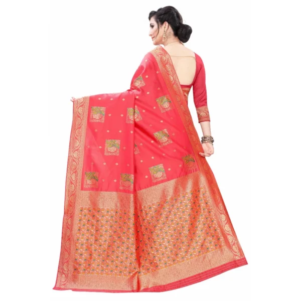 Women's Silk Blend Saree (Peach ,5-6Mtrs)