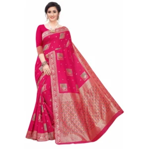 Women's Silk Blend Saree (Red ,5-6Mtrs)