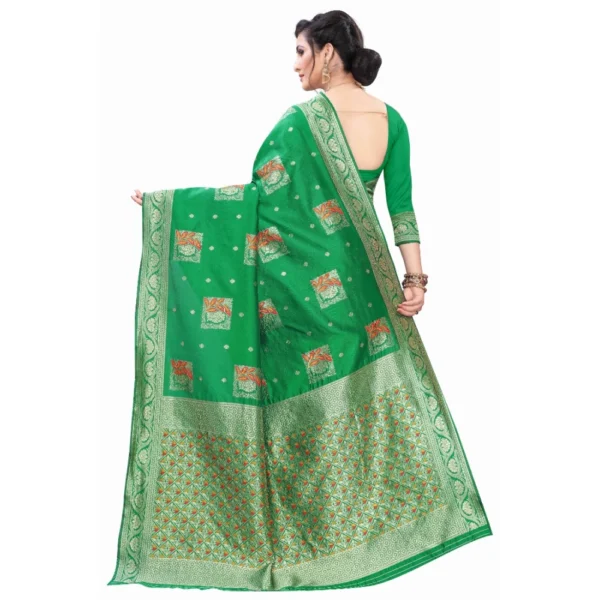Women's Silk Blend Saree (Green ,5-6Mtrs)