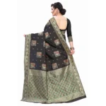 Women's Silk Blend Saree (Black ,5-6Mtrs)