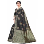 Women's Silk Blend Saree (Black ,5-6Mtrs)