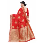 Women's Silk Blend Saree (Red ,5-6Mtrs)
