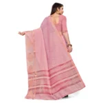 Women's Cotton Blend Saree (Lite Pink ,5-6Mtrs)
