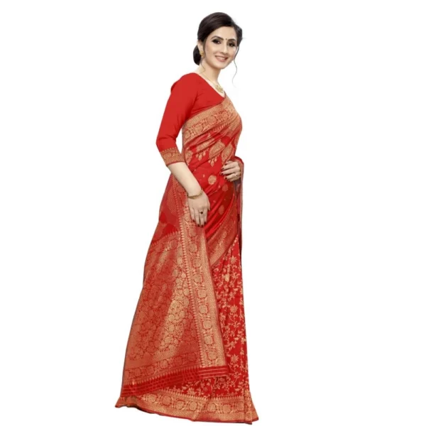 Women's Jacquard Saree (Red ,5-6Mtrs)