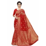 Women's Jacquard Saree (Red ,5-6Mtrs)