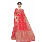 Women's Jacquard Saree (Peach ,5-6Mtrs)