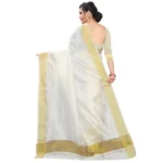 Women's Cotton Silk Saree (White ,5-6Mtrs)