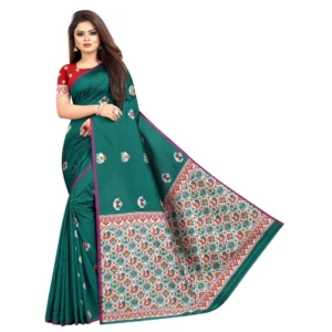Women's Jacquard Saree (Dark Green ,5-6Mtrs)