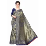 Women's Banarasi Silk Jacquard Saree (Navy Blue ,5-6Mtrs)