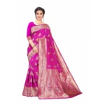 Women's Jacquard Sarees (Pink , 5-6Mtrs)