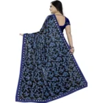 Women's Lycra Blend Sarees (Blue , 5-6Mtrs)