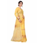 Women's Supar Net Sarees (Light Yellow , 5-6Mtrs)