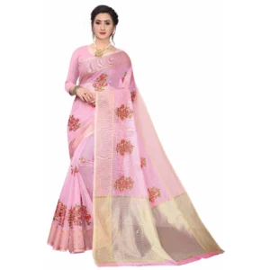 Women's Supar Net Sarees (Light Pink , 5-6Mtrs)