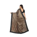 Women's Lycra Blend Sarees (Black And Brown , 5-6Mtrs)