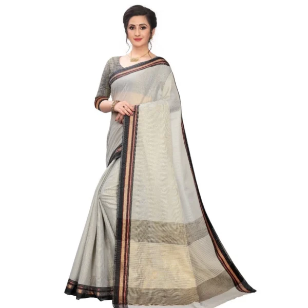 Women's Cotton Silk Sarees (Greay , 5-6Mtrs)