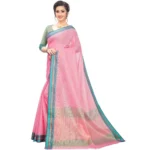 Women's Cotton Silk Sarees (Pink , 5-6Mtrs)