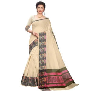 Women's Cotton Silk Sarees (Sandal , 5-6Mtrs)