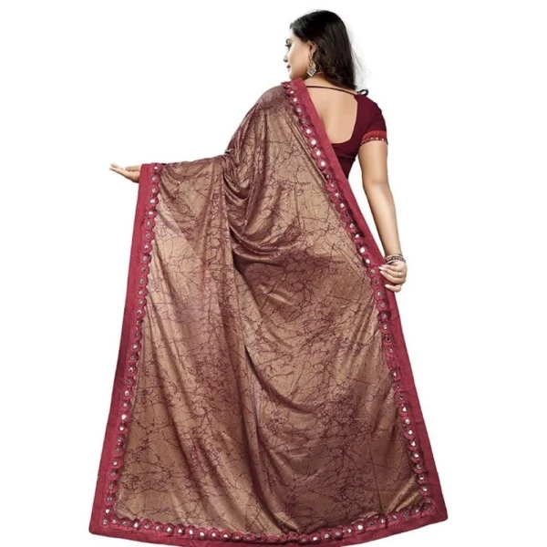 Women's Lycra Blend Sarees (Red , 5-6Mtrs)