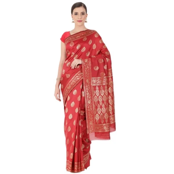 Women's Banarasi Jacquard Sarees (Red , 5-6Mtrs)