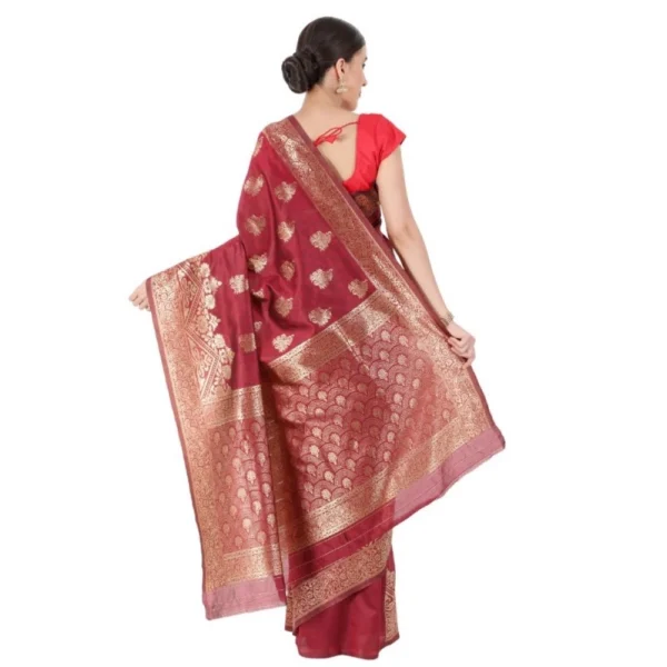 Women's Banarasi Jacquard Sarees (Maroon , 5-6Mtrs)