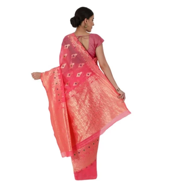 Women's Cotton Sarees (Tomato Red , 5-6Mtrs)
