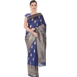 Women's Banarasi Jacquard Sarees (Navy Blue , 5-6Mtrs)