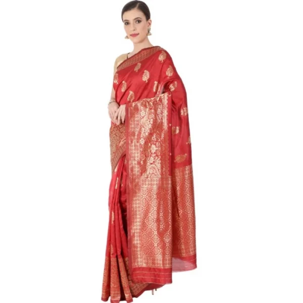 Women's Banarasi Jacquard Sarees (Red , 5-6Mtrs)