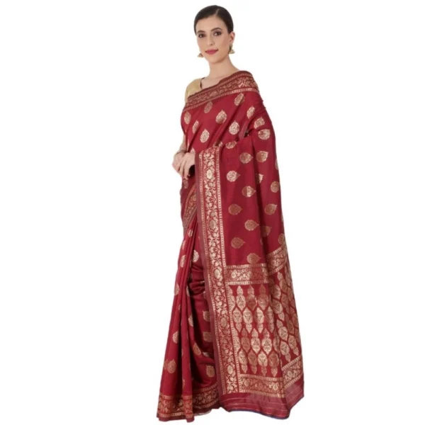 Women's Banarasi Jacquard Sarees (Maroon , 5-6Mtrs)