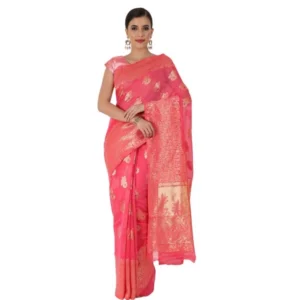 Women's Banarasi Jacquard Sarees (Pink , 5-6Mtrs)
