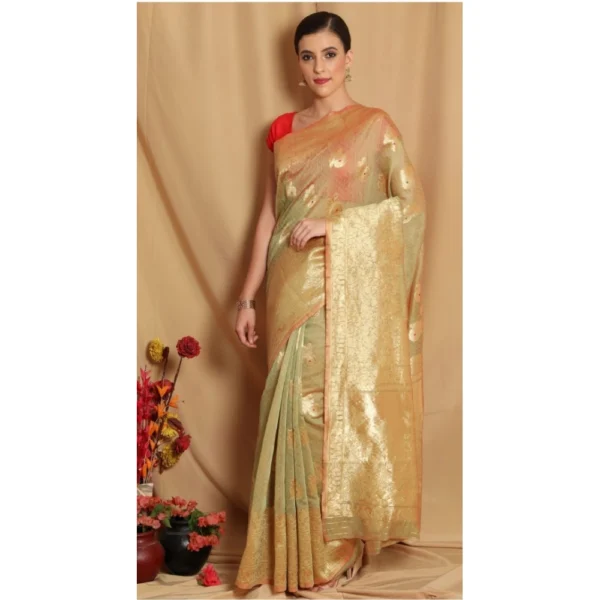 Women's Banarasi Jacquard Sarees (Baige , 5-6Mtrs)