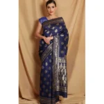 Women's Banarasi Jacquard Sarees (Navy Blue , 5-6Mtrs)