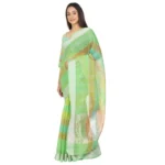 Women's Cotton Blend Sarees (Green , 5-6Mtrs)