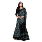 Women's Lycra Blend Sarees (Rama Blue , 5-6Mtrs)