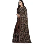 Women's Lycra Blend Sarees (Brown , 5-6Mtrs)