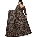 Women's Lycra Blend Sarees (Brown , 5-6Mtrs)