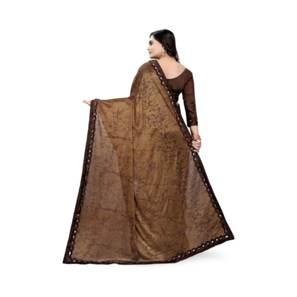 Women's Lycra Blend Sarees (Brown , 5-6Mtrs)