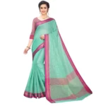 Women's Cotton Silk Sarees (Rama Green , 5-6Mtrs)