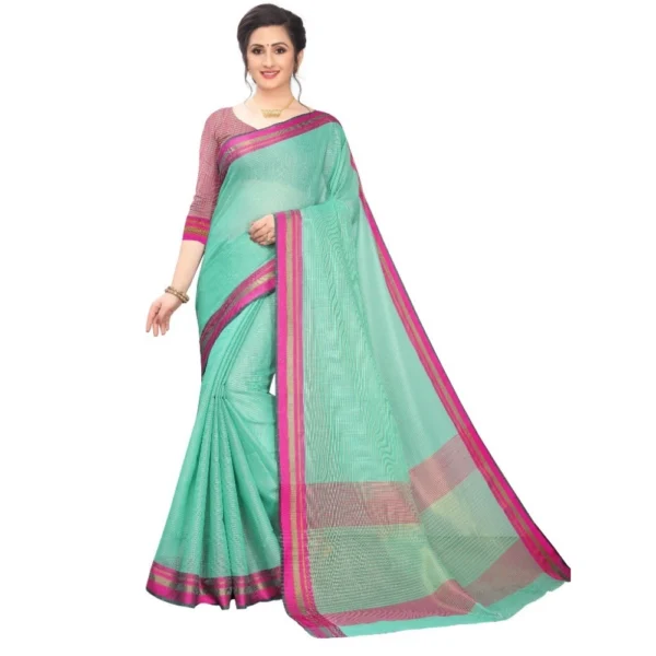 Women's Cotton Silk Sarees (Rama Green , 5-6Mtrs)