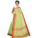 Women's Cotton Silk Sarees (Green , 5-6Mtrs)
