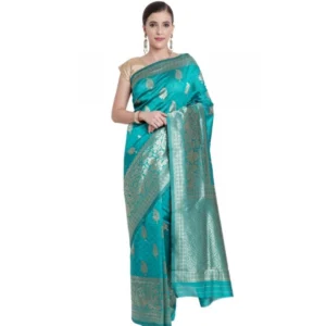 Women's Banarasi Jacquard Sarees (Rama Green , 5-6Mtrs)