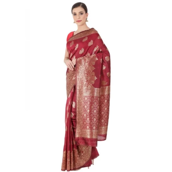Women's Banarasi Jacquard Sarees (Maroon , 5-6Mtrs)