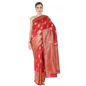Women's Banarasi Jacquard Sarees (Red , 5-6Mtrs)