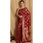Women's Banarasi Jacquard Sarees (Maroon , 5-6Mtrs)