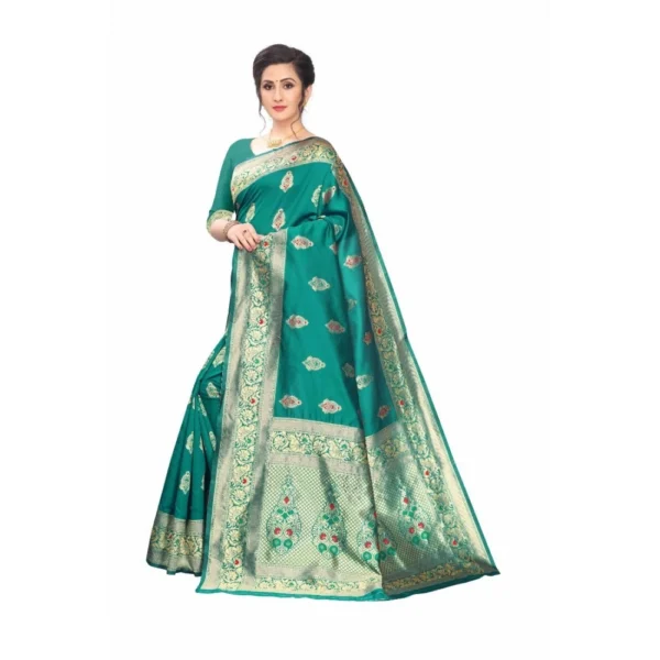 Women's Jacquard Sarees (Rama , 5-6Mtrs)