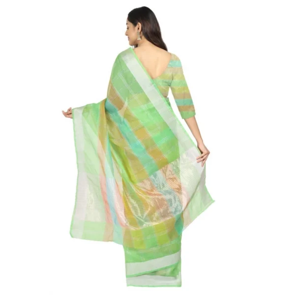 Women's Cotton Blend Sarees (Green , 5-6Mtrs)