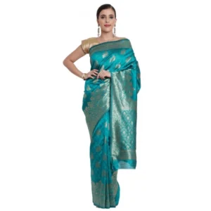 Women's Banarasi Jacquard Sarees (Rama Green , 5-6Mtrs)